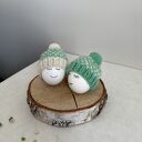 Czapeczki na jajka wielkanocne - zestaw 2 szt z owczej wełny (handmade)