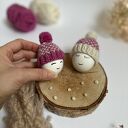Czapeczki na jajka wielkanocne - zestaw 2 szt. (ręcznie na drutach)