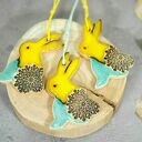 Ozdoby wielkanocne - ceramiczne zajączki (zestaw 3 zawieszek)