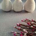 Szydełkowe białe pisanki - zestaw 3 handmade (ok. 7-8 cm)