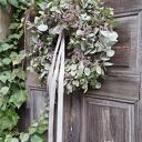 Wianek wielkanocny z eukaliptusa i limonium na drzwi lub stół - ręcznie robiony, ok. 60 cm