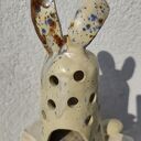 Królik ceramiczny lampion wielkanocny - ręcznie wykonana dekoracja