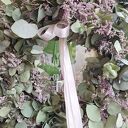Wianek wielkanocny z eukaliptusa i limonium na drzwi lub stół - ręcznie robiony, ok. 60 cm