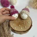 Czapeczki na jajka wielkanocne - zestaw 2 szt. (ręcznie na drutach)