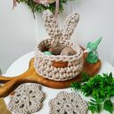 Koszyk wielkanocny zajączek z uszami "The Easter Bunny" (beżowy)
