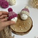 Czapeczki na jajka wielkanocne - zestaw 2 szt. (ręcznie na drutach)