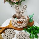 Koszyk wielkanocny zajączek z uszami "The Easter Bunny" (beżowy)