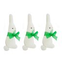 zajączki wielkanocne białe z zielonymi wstążkami