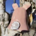 Dzwonek ceramiczny zajączek - ręcznie robiona dekoracja wielkanocna