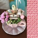Wielkanocny mikroświat w filiżance - pastelowy róż i cottagecore