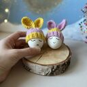 Czapeczki z uszami zająca na jajka wielkanocne - zestaw 2 szt