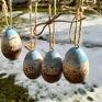4 drewniane jajka zawieszki, pisanki, ręcznie malowane wielkanocne ozdoby
