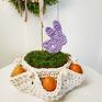 dekoracje wielkanocne: Koszyk z 6 przegródkami na jajka ze sznurka z