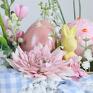 dekoracja stroik różowe jajko wielkanoc ozdoba z zającem