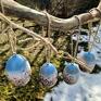 ozdoby dekoracje wielkanocne 4 drewniane jajka zawieszki - ręcznie pisanki z drewna