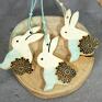 zawieszki ozdoby wielkanocne zestaw zawiera 3 ręcznie robione i malowane, zajączki ceramiczne króliki dekoracje
