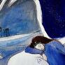 anioł niebieskie "syberyjska historia" obraz akrylami na drewnie akryl dekoracje