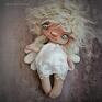 artystyczna z tkaniny - szmacianka aniołek lalka kolekcjonerska