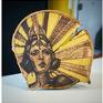 Golden woman - pirografia (15x15 cm) art deco plaster drewna