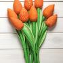 dekoracje: tulipany, pomarańczowy bawełniany bukiet - kwiaty z materiału