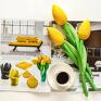 dekoracje: żółty bawełniany bukiet - tulipany - materiału