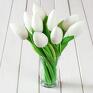 dekoracje: kremowy bawełniany bukiet - prezent tulipany kwiaty