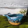 BADURA ceramika osłonka dekoracje wieloryb mały pojemnik ceramiczny ulepione ręcznie