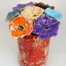 dekoracje: piękny duży wyjątkowy komplet kwiaty ceramiczne 7szt i wazon handmade wazonie ceramika handmad