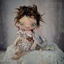 Córeczka Rogata - Artystyczna lalka kolekcjonerska szmacianka dziewczynka