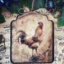 Dekoracyjny obrazek decoupage z kogutem