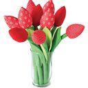 TULIPANY, czerwony bawełniany bukiet