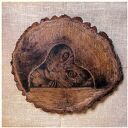 Kot - ręcznie wypalany obraz z pirografii 34x31 cm z drewna brzozowego