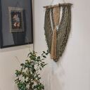 Oliwkowa makrama ścienna handmade - dekoracja boho do domu