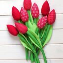 Bukiet tulipanów czerwonych z bawełny - prezent handmade