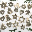 Zestaw 20 zawieszek choinkowych - ręcznie wykonane ceramiczne ozdoby dwustronne 