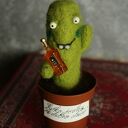 Filcowany kaktus z wełny Sweet Wool - dekoracja z hasłem