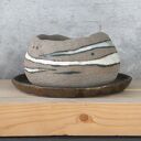 Doniczka ceramiczna handmade Otuliny - szara glina i stare złoto