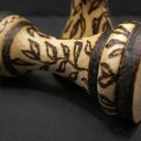 Drewniane kieliszki na jajka - buk, pirografia, motyw liści - prezent, upominek, naturalne, dekor