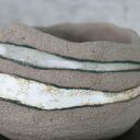 Doniczka ceramiczna handmade Otuliny - szara glina i stare złoto
