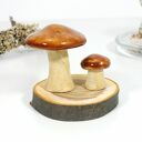 2 ceramiczne grzybki - domowy las na drewnianej podstawce