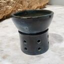 Ceramiczny kominek do aromaterapii na świeczkę w brązowo-niebieskich odcieniach