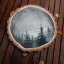 Księżycowy Las - obraz akrylowy na drewnie 24 cm (handmade)