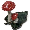 Ceramiczna podstawka pod kadzidło w kształcie liścia z muchomorem