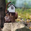 Drewniany domek, dekoracja, ozdoba - Biały Młyn