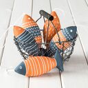 Skandynawska dekoracja ryby - zestaw 5 miękkich rybek szaro-pomarańczowych (handmade)