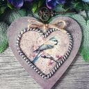 Dekoracyjne serce zawieszka z sikorką