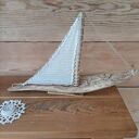 Żaglowiec drewniany z drewna z morza - morska dekoracja handmade