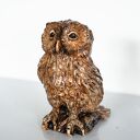 Sowa ceramiczna do książek - ręcznie wykonana figurka w ciepłych brązach