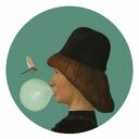 Mural DOTS Młodzieniec z ważką - okrągła dekoracja ścienna