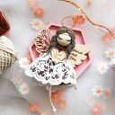 Anioł Stróż bordowy - zawieszka na prezent, makramowy aniołek handmade